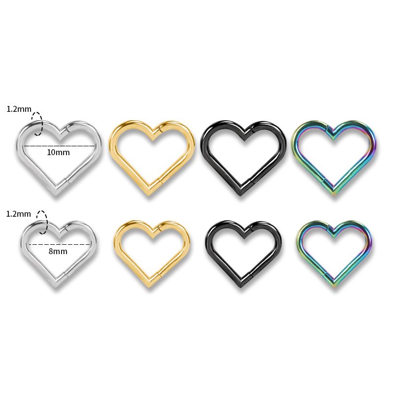 Rose Gold Heart Nose Ring 316L Stainless Steel Hoop 1.2mmx10mm Nose Piercing Jewelry detail image 11