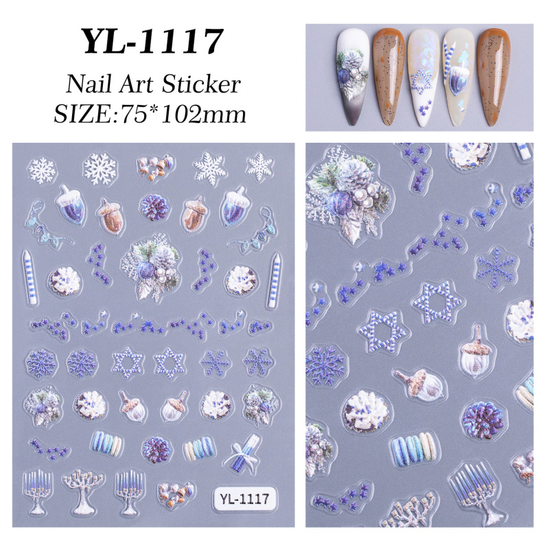 クリスマスシリーズネイルアートステッカー 5D レリーフ立体かわいい雪だるま DIY クリスマスネイルステッカーアクセサリー YL スタイル|undefined