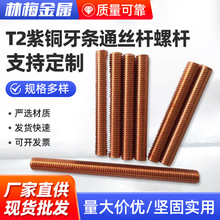 T2紫铜牙条M4~M27厂家直供紫铜通丝杆批发量大价优全螺纹紫铜螺杆