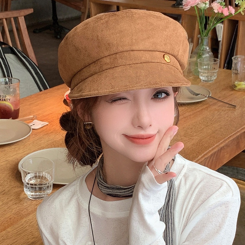 英伦风帽子女韩系文艺复古马术帽百搭显脸小贝雷帽秋冬鸭舌报童帽|undefined