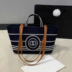Xiaoxiang デニムトートバッグ女性の大容量コントラストカラーストライプカジュアルビーチバッグポータブルキャンバスバッグショルダーバッグ