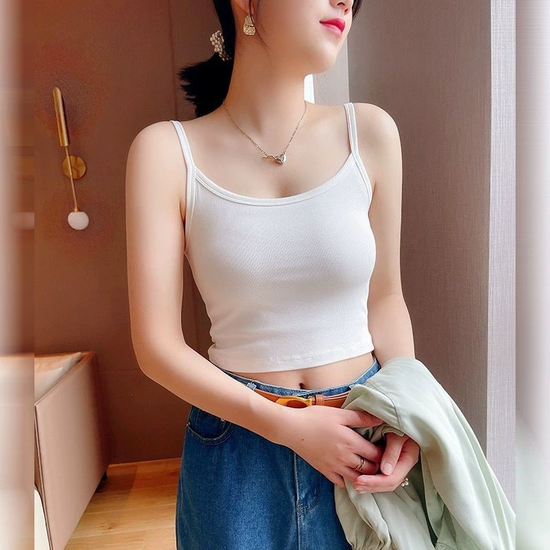 纯棉莫代尔2025春夏螺纹吊带女垂感修身内搭显瘦外穿百搭打底衫