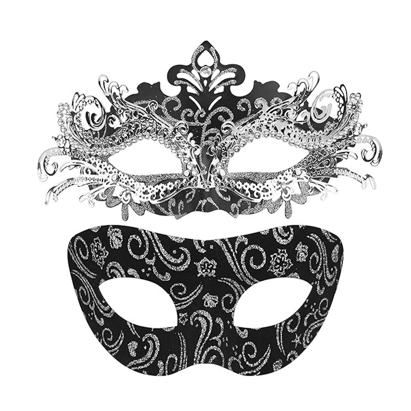 Amazon máscaras de baile de Halloween máscaras parejas máscaras disfraz de mitad cara máscara de carnaval