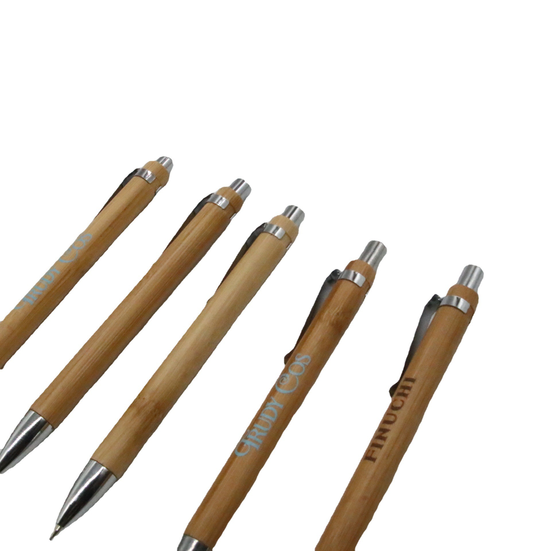 Pluma de bambú lápiz automático lápiz en stock pluma de madera 0,7mm recarga de lápiz automático