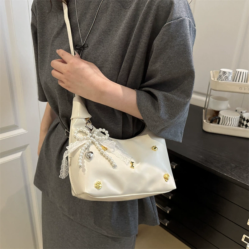 Fashionable shoulder bag, cute one-shoulder bag with bow, Korean style, western style