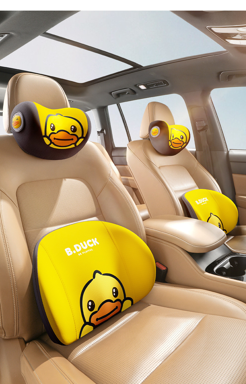 Little Yellow Duck Car Headrest Neck Pillow Car Seat Cushion Cute Cartoon Car Driving Pillow Lumbar Support