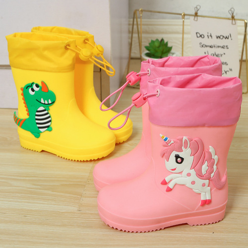 Children's Rain Boots Cartoon Cute Unisex Baby Kids Waterproof Rain Boots Non-Slip Water Shoes Student Rubber Shoes