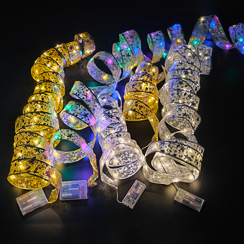 LED de navidad cinta luminosa arco cortina de luz de colores cadena de luz sala de vacaciones de navidad estrella luz decorativa