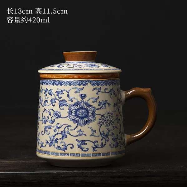 Grain and wood ash wrapped lotus branches-Ru Kiln office cup