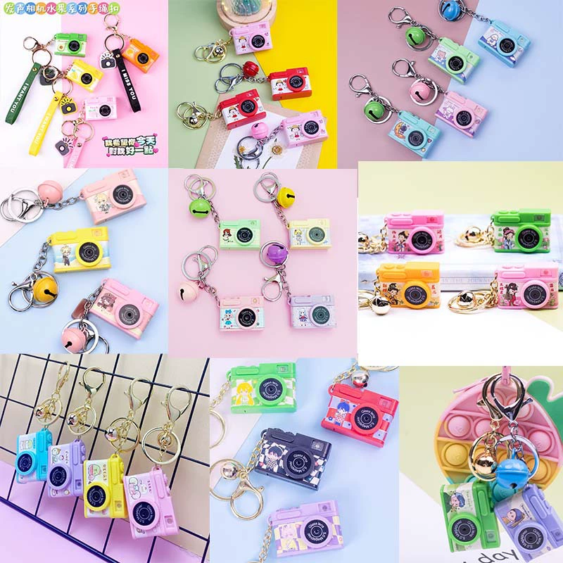 Cotton flashing doll, straps, retro small camera, keychain, makes sounds