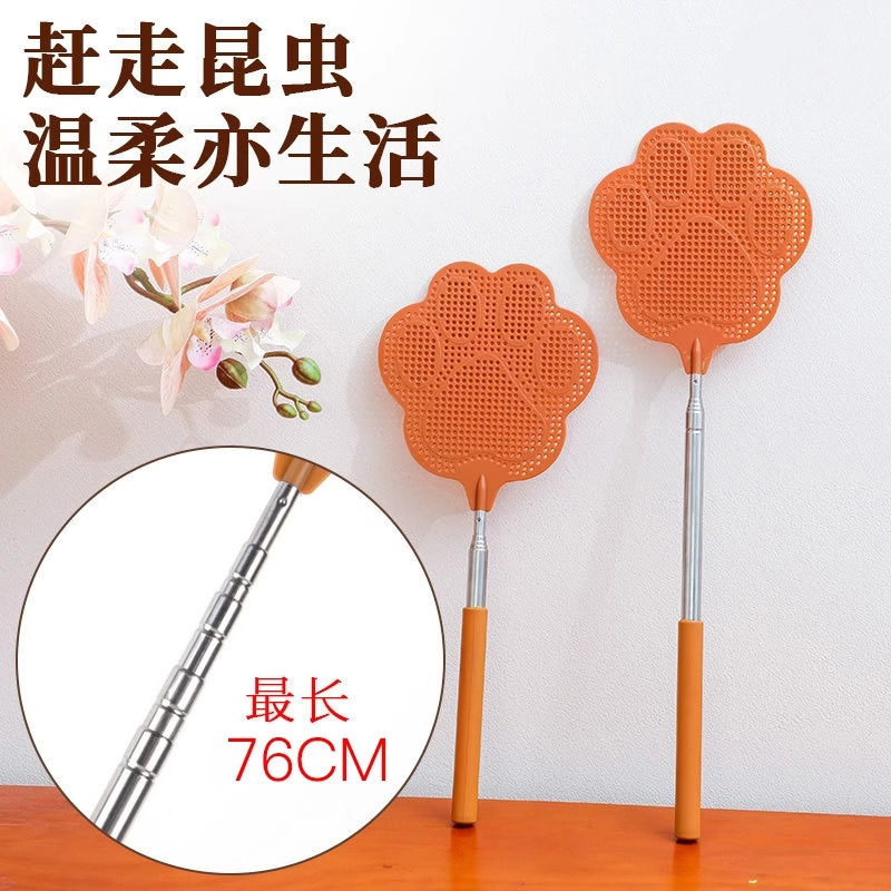 Fly Swatter with Unbreakable Rubber Handle, Long Fly Swatter with Unbreakable Rubber Handle, Fly Swatter with Telescopic Rod, Large Size, Summer Household Plastic Fly Swatter