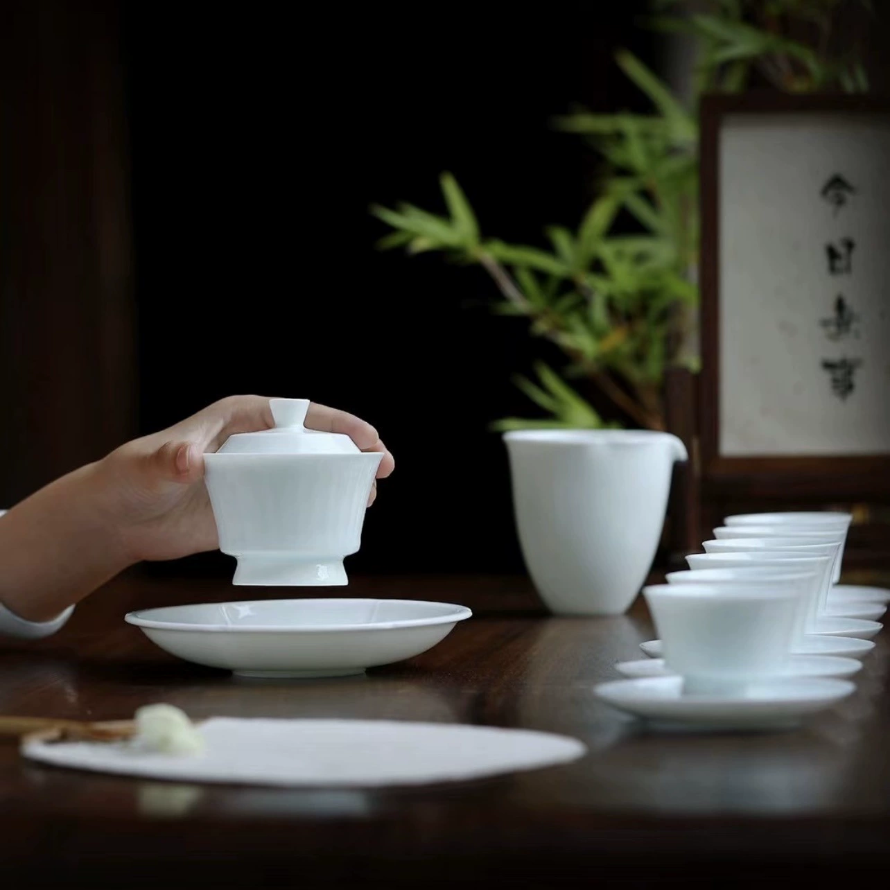 Чайный сервиз Song Hutian Kiln Shadow Celadon с цветной глазурью, имитация печи, китайский ретро-чайник с одной крышкой, шесть чашек, официальный чайник Chengli