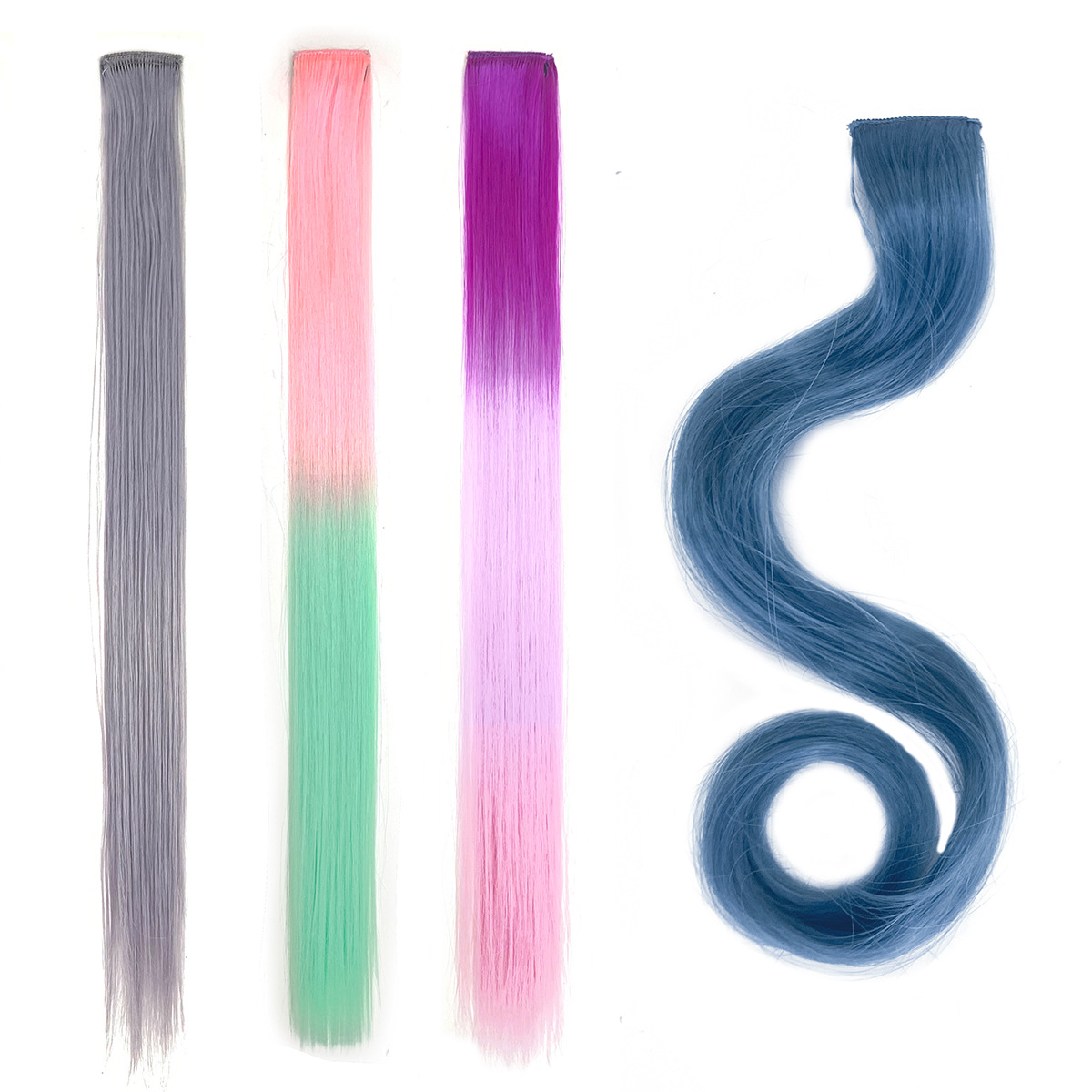 明星同款挂耳染发片彩色假发片挑染化纤卡子直发假发片定制发片