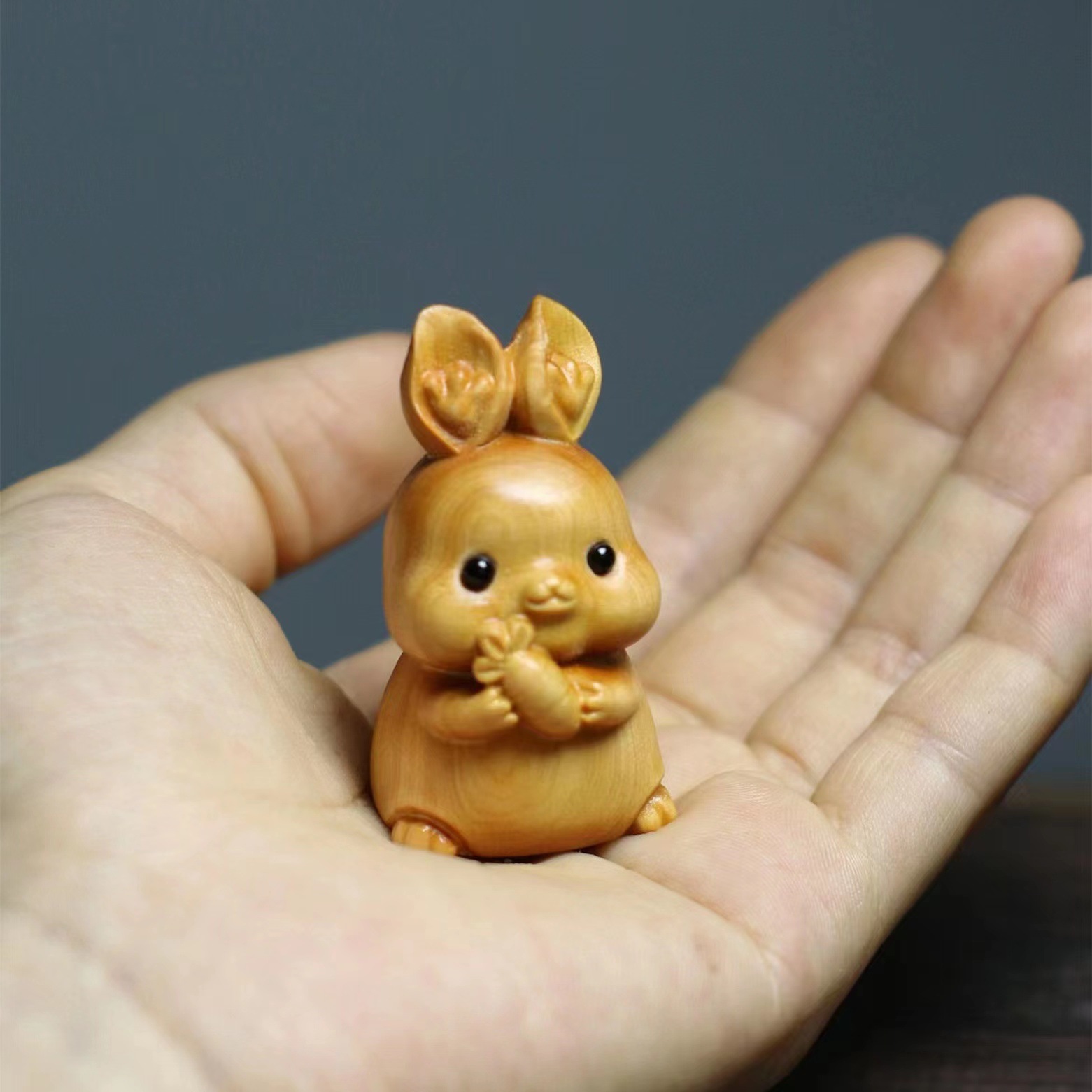 崖柏木雕小兔子手把件可愛生肖小老鼠優雅貓咪動物汽車擺件送禮品
