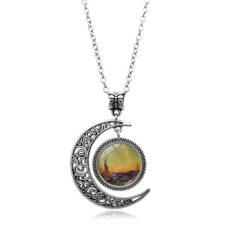 Подвеска, серебряное ожерелье, ретро аксессуар, свитер, with gem, европейский стиль
