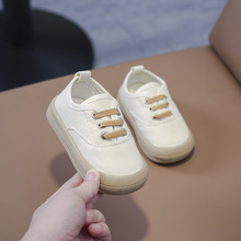 韩版宝宝帆布鞋春秋儿童一脚蹬休闲鞋男童板鞋幼儿园女童小白鞋子