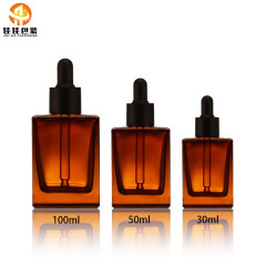 卸売りスポット30ml 50ml 100mlの小方平精油瓶精華液瓶滴管瓶扁方精油瓶