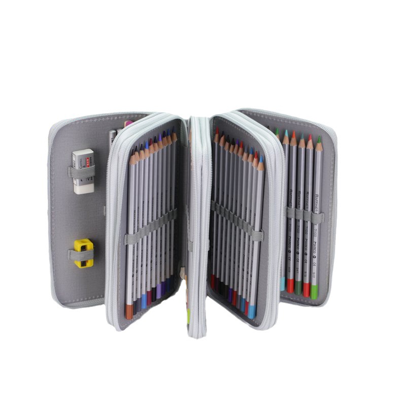 Estudiante de cuatro capas caja de lápiz 72 color pincel color bolsa de lápiz poroso papelería almacenamiento arte caja de lápiz en stock al por mayor