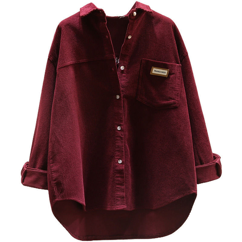 Autumn and Winter New Thickened Corduroy Long-Sleeved Shirt Women's Korean Style Fashionable Loose Casual Mid-Length Cardigan Shirt