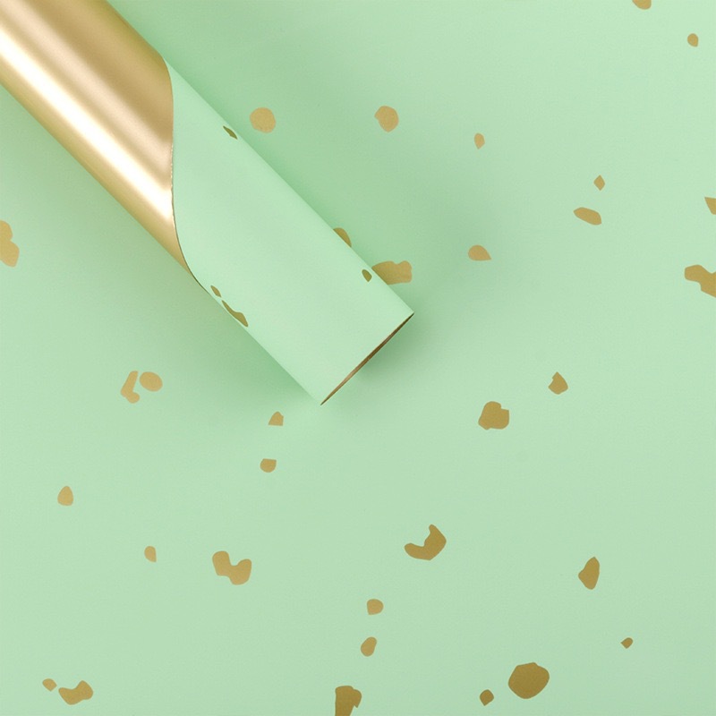 Papel de regalo para ramos de flores Lizhiran, con purpurina dorada, papel dorado de dos tonos, estilo europeo, elegante y resistente al agua.