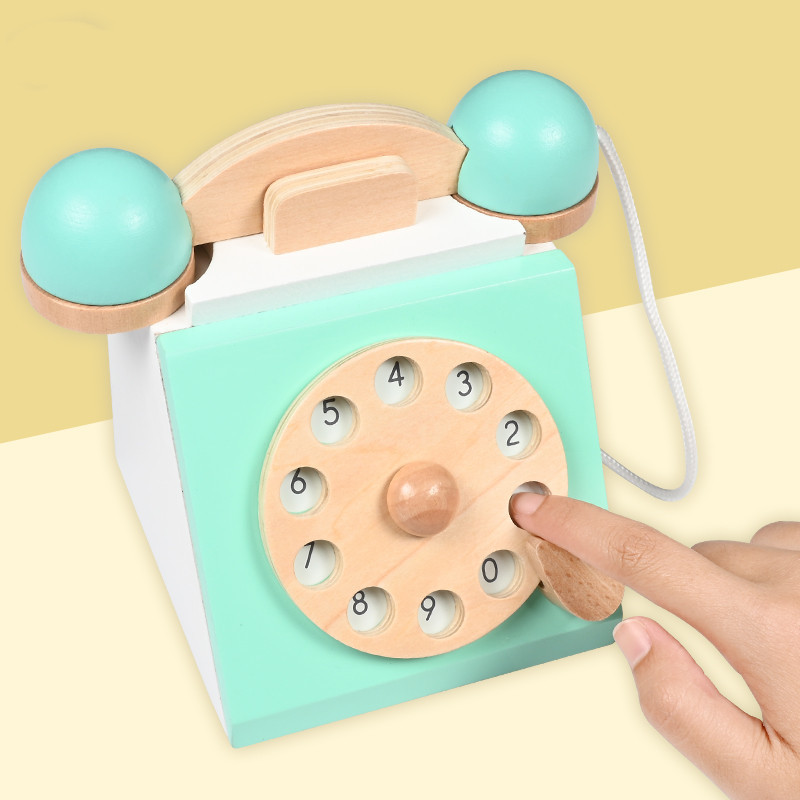 Artificial Wooden New Telephone Set for Young Children's Educational Early Education Boys and Girls Fun Family Birthday Gift Set