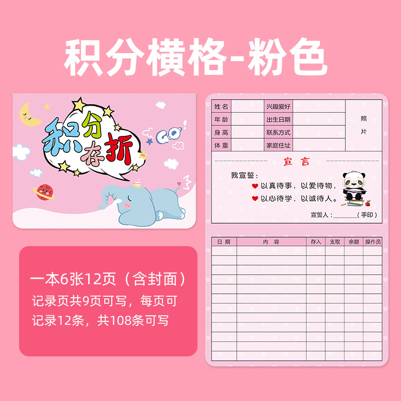 Points passbook lined pink