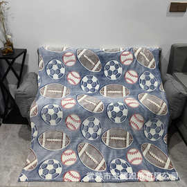 跨境亚马逊专供法兰绒毛毯柔软保暖儿童盖毯足球男孩毛毯旅行毯