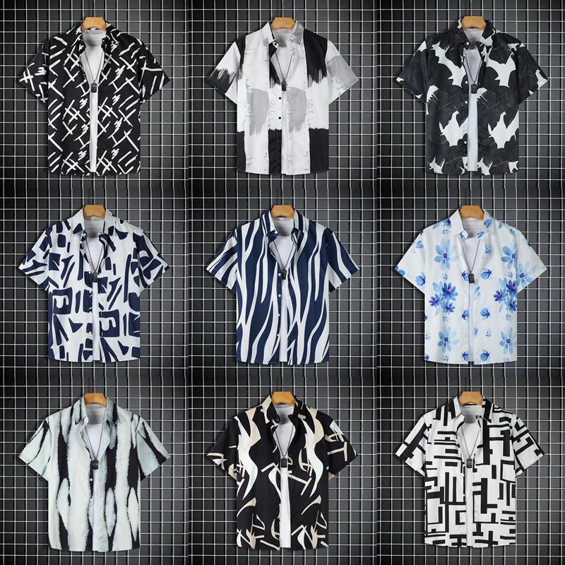 Beach Vacation Versatile Floral Shirt Men's Short-Sleeved Ins Handsome Hawaiian Retro Style Loose Beach Shirt Cross-Border