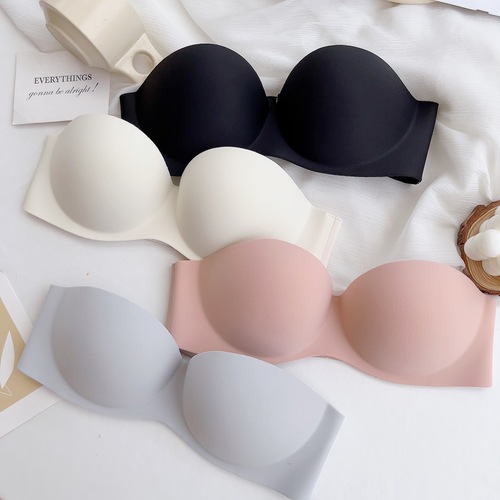 Strapless underwear for women with small breasts, push-up, non-slip, summer thin tube top, anti-exposed, beautiful back, seamless bra, no steel ring