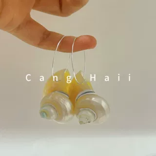 复古小众天然海螺贝壳耳环耳饰设计度假风旅游纪念品外贸亚马逊