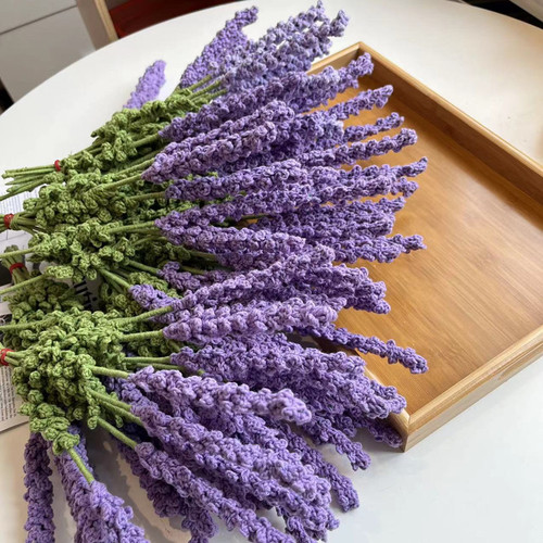 Wool hand-knitted lavender finished product material package, immortalized flowers, simulated bouquet, crocheted with bouquets