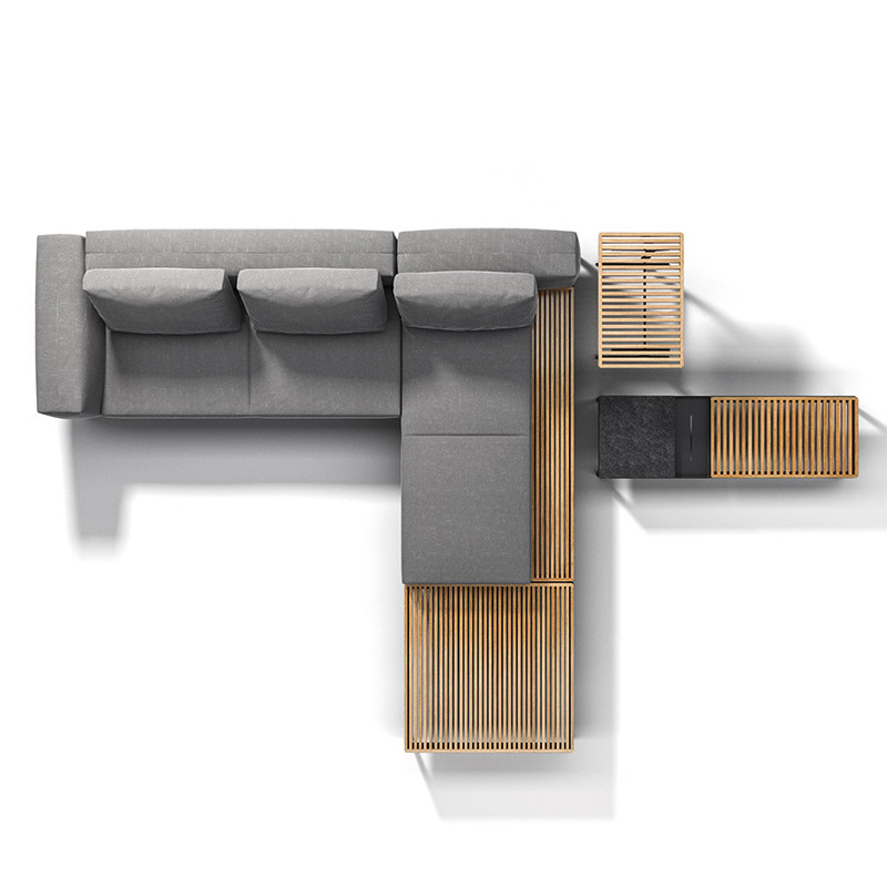 Muebles de exterior al aire libre combinación de sofá de ocio al aire libre patio balcón villa jardín madera maciza combinación de sofá de esquina