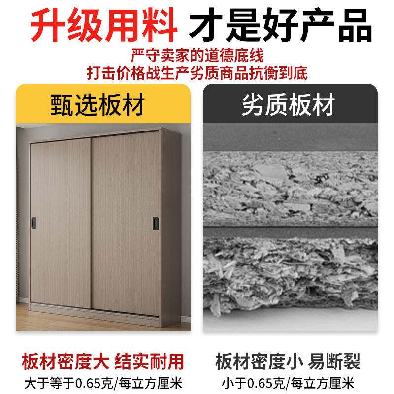 推拉门简易衣柜家用卧室木质经济出租房小户型收纳储物挂衣橱|undefined