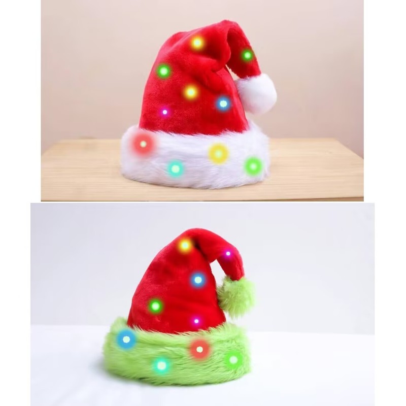 2025 新在庫クリスマスクリスマス装飾大人と子供のための厚く裏地付き二層ぬいぐるみクリスマス帽子|undefined