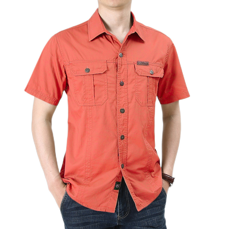 22024 verano nueva camisa casual de manga corta tendencia de gran tamaño de camisa de uniforme militar para hombres