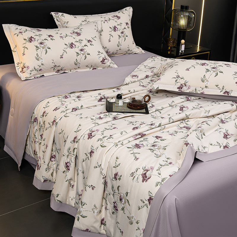 Explosions Tencel Summer Quilt Air Conditioned Quilt Four-Piece Washable Summer Quilt Naked Sleeping Smooth Quilt Core Gift Quilt