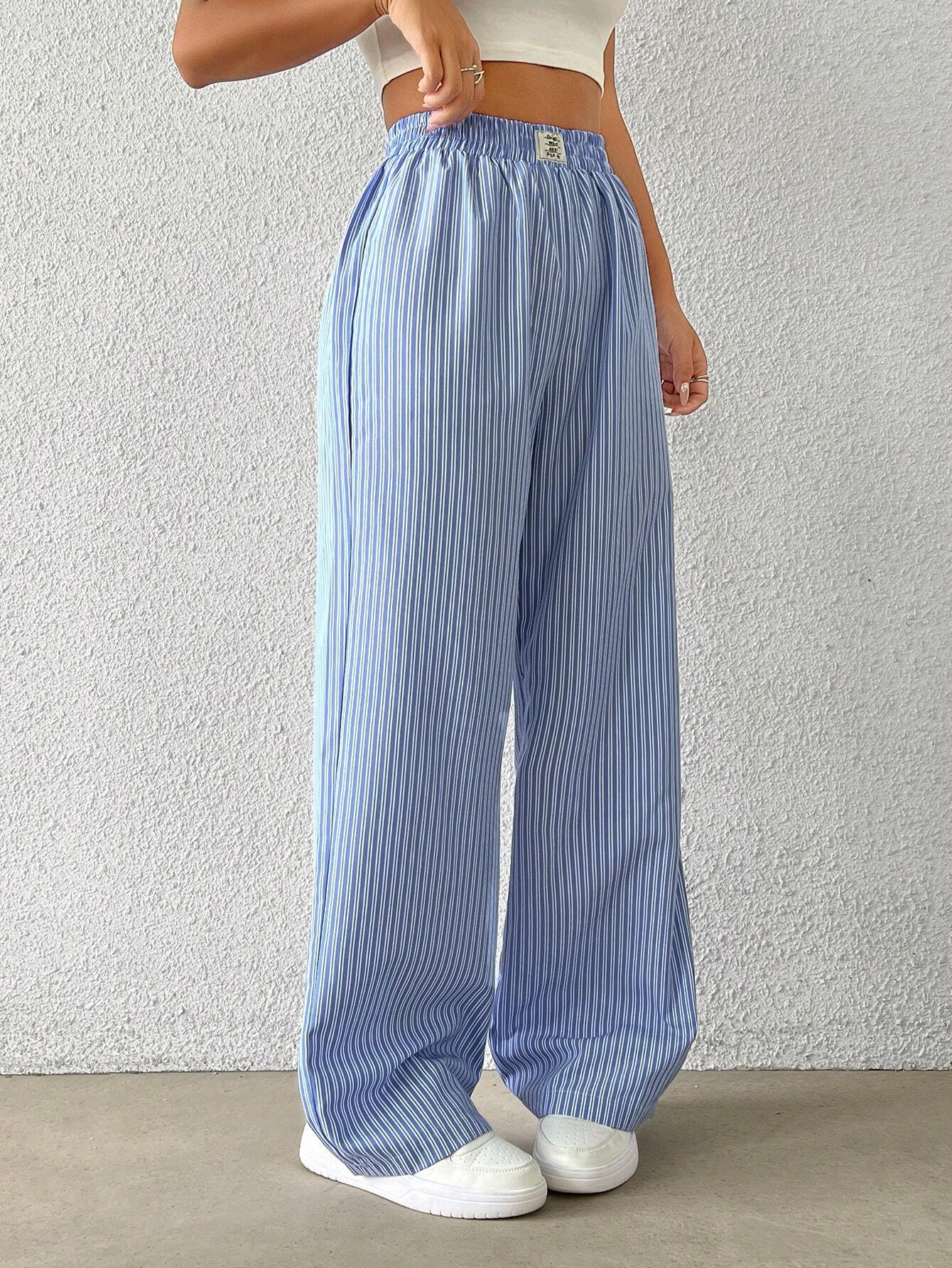 Women's Striped Wide Leg Trousers High Waist Casual Street Fashion Loose Fit American Style 2026 Hot Selling_ecoleips.com