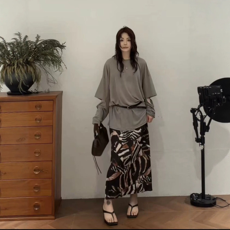 26051322 Kudieyi Tencel + Linen Round Neck Elbow-Length Open Sleeve Sun Protection T-Shirt