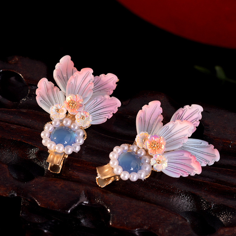 Han Clothing Headwear Handmade Song Style Tang Style Antique Classical Small Hair Ornaments Glazed Tail Small Goldfish Colored Gemstone Hairpin