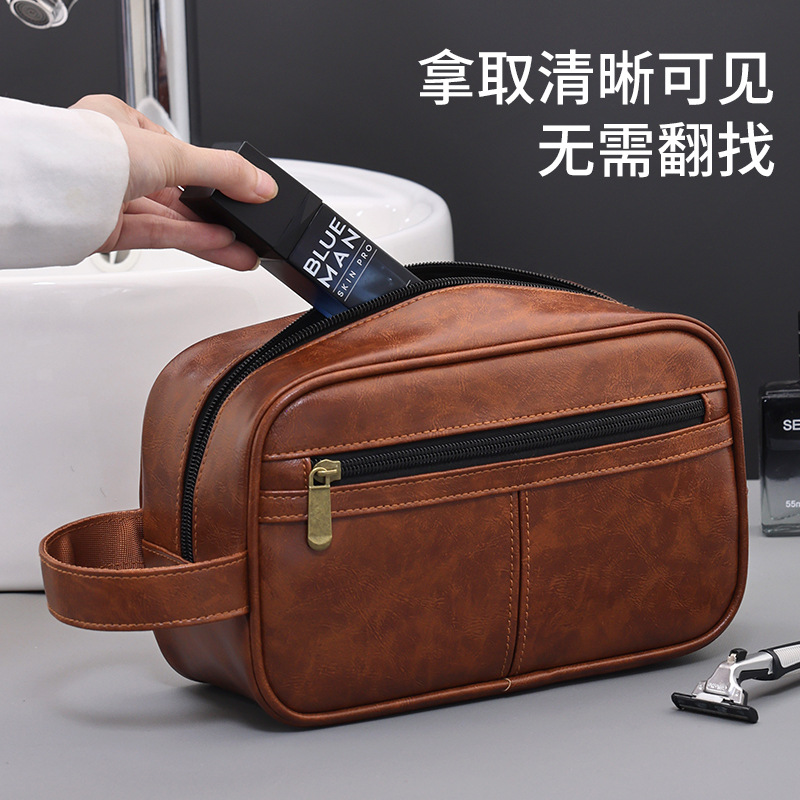 Yige bolsa de lavado de moda multifuncional creativa de viaje bolsa de almacenamiento de productos para el cuidado de la piel de los hombres portátil bolsa de cosméticos de pu