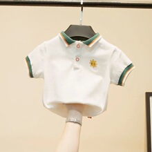 儿童t恤男童短袖polo衫中小童白色体恤棉翻领套头男女童夏装薄