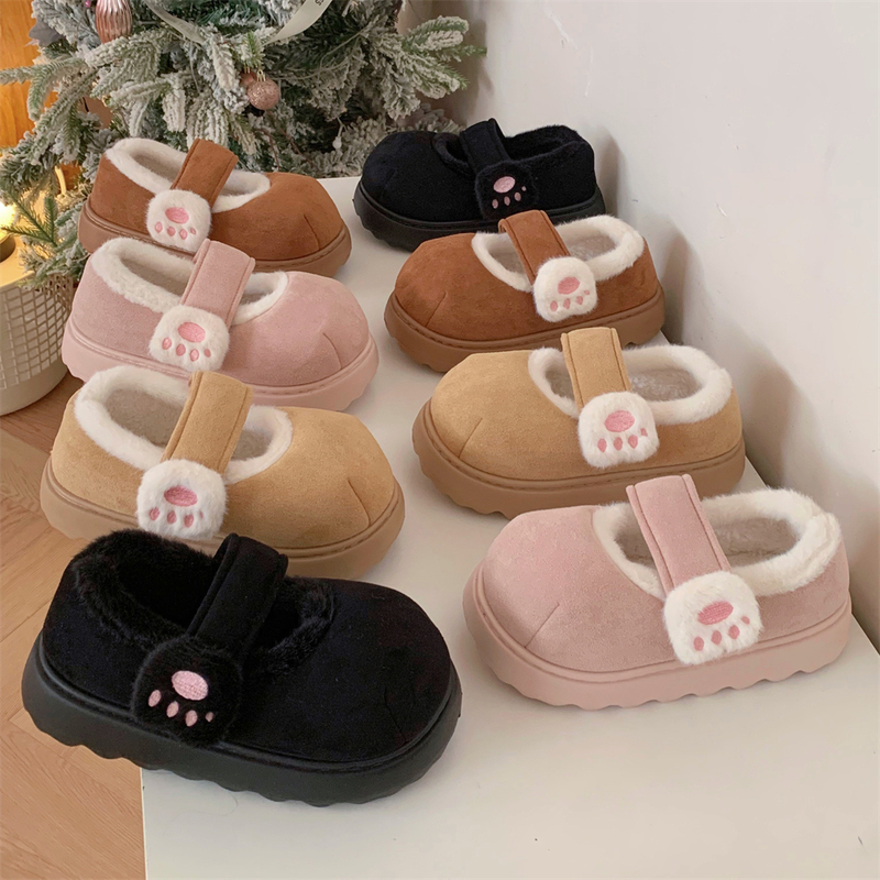 2025 New Cotton Slippers for Women, Cute Cartoon Cat Paw Design with Velcro, Autumn and Winter Outdoor Wear, Lazy Closed-Toe Plush Shoes, Dropshipping 2025 New Cotton Slippers for Women, Cute Cartoon Cat Paw Design with Velcro, Autumn and Winter Outdoor Wear, Lazy Closed-Toe Plush Shoes, Dropshipping