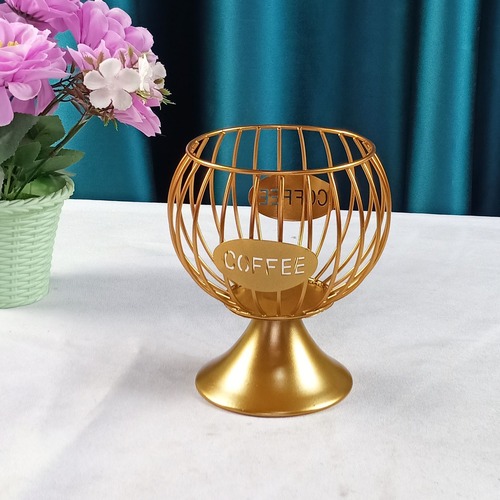 Factory direct sales creative iron coffee capsule storage basket large fence base jelly frame saint cup iron ornaments
