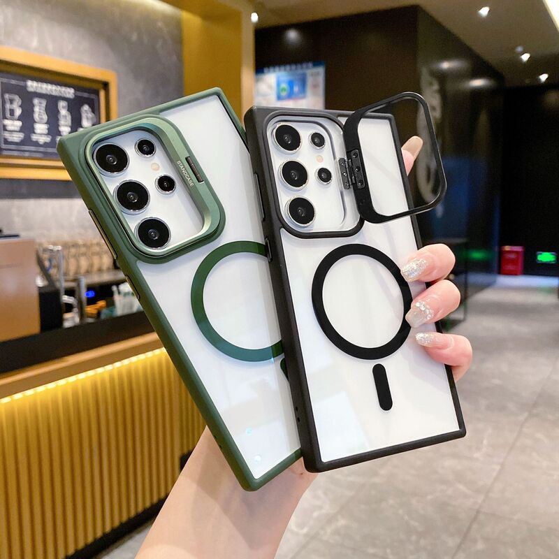 Suitable for Samsungs25Ultra Magnetic All-Inclusive Lens Hidden Bracket Samsung S24 Simple Anti-Fall Mobile Phone Case