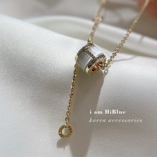 South Korea's Dongdaemun cat's eye stone small waist necklace INS cold style new necklace beautiful clavicle chain