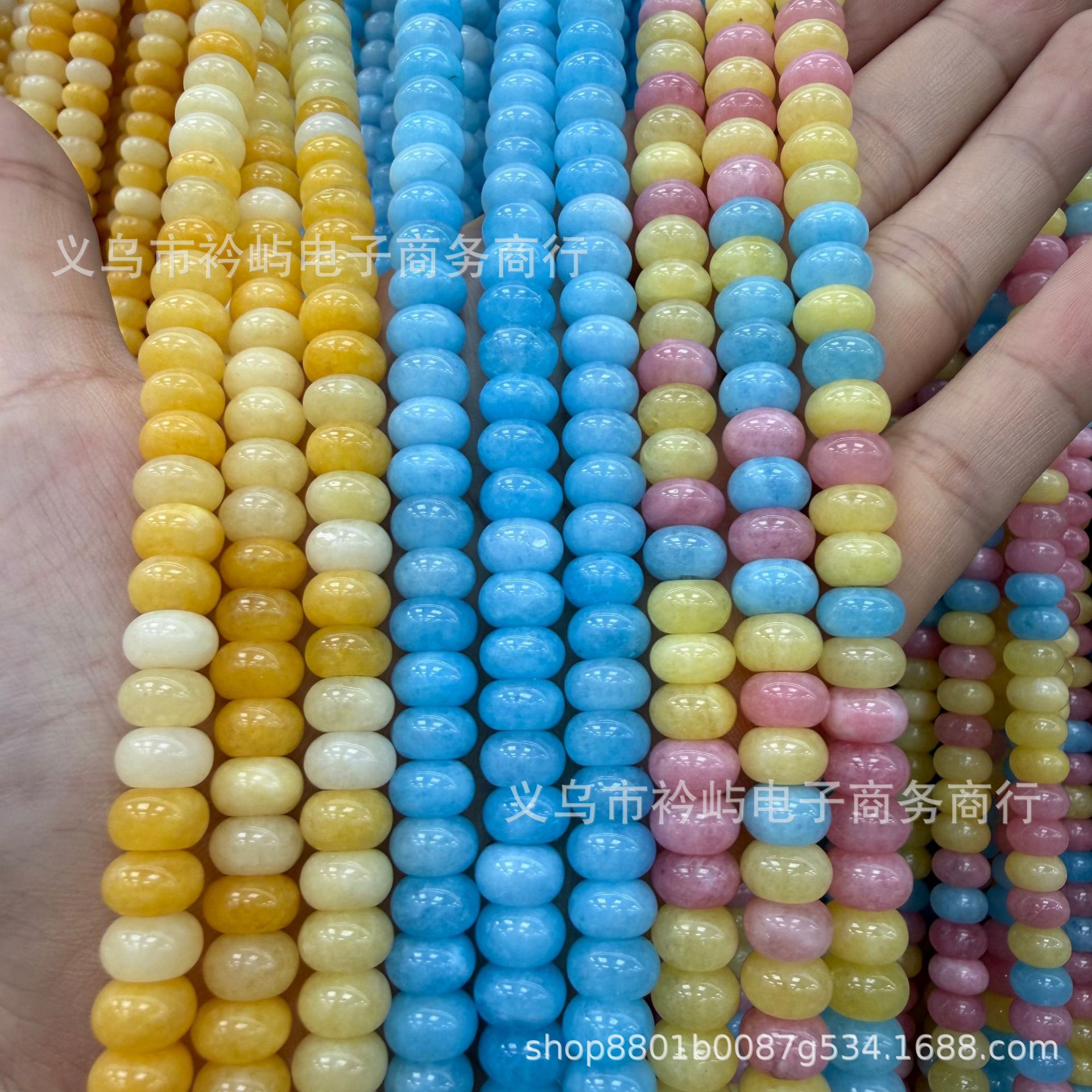 玉髓算盘珠5×8mm  天然石5×8mm diy饰品配件 算盘珠 隔珠现货