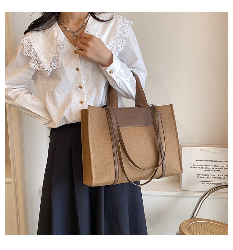 Canvas-Tasche Großhandel große Kapazität Farbkontrast Umhängetasche 2023 Grenzüberschreitende neue Handtasche Trend Mode Einkaufstasche_voghion.com