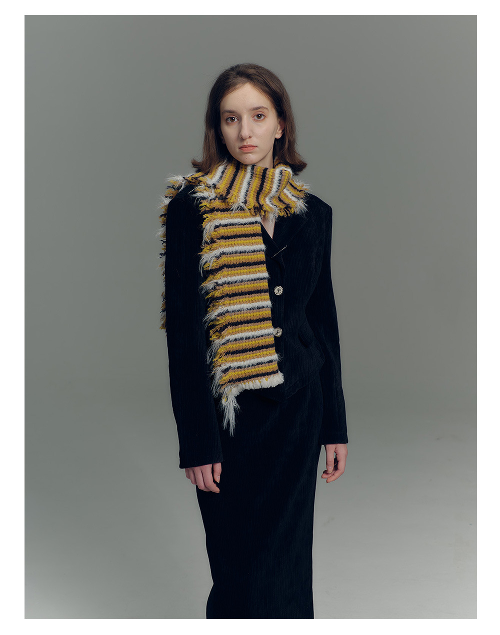 Damen Strickschal Im Vintage Look Gestreifter Wollschal Für Winter_voghion.com