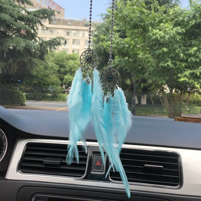 Car hanging Catcher Car Pendant Car Creative - double-feather-dream-catcher-blue