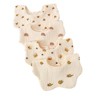 Gauze bib six-layer pure cotton crepe bib breathable soft newborn anti-vomiting baby class A petal bib